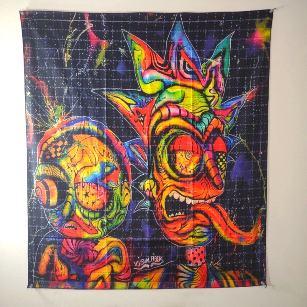 Rick & Morty Tapestry psychedelic trippy wall art visual fiber